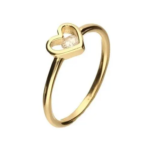 Złoty pierścionek 585 SERCE biała cyrkonia 1,94g