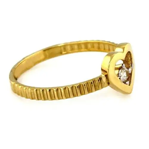Złoty pierścionek 585 SERCE z jedną cyrkonią, kolor żółty 4