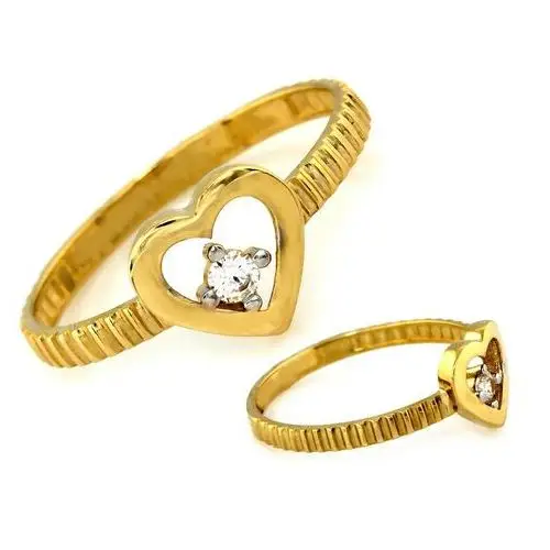 Złoty pierścionek 585 SERCE z jedną cyrkonią, kolor żółty 2