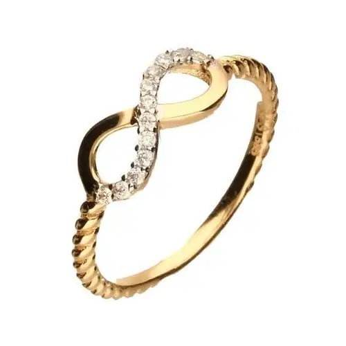 Lovrin Złoty pierścionek 585 subtelny nieskończoność cyrkonie