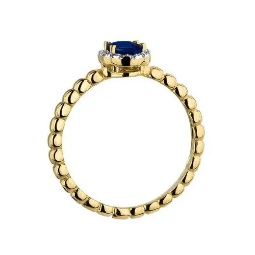 Lovrin Złoty pierścionek 585 subtelny z szafirem i diamentami 4