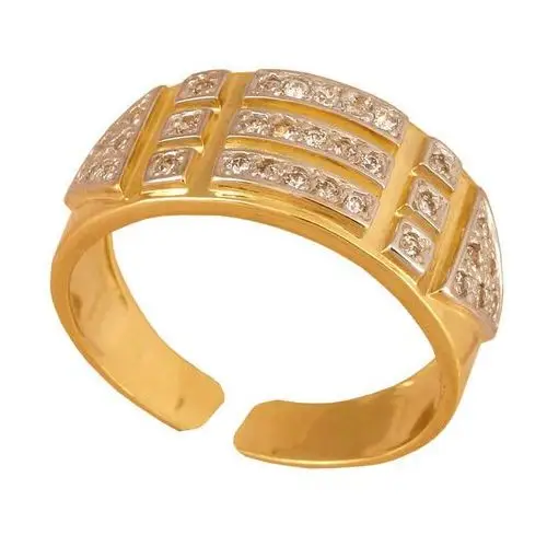Złoty pierścionek 585 sygnet z cyrkoniami 4,2 g, Pk560