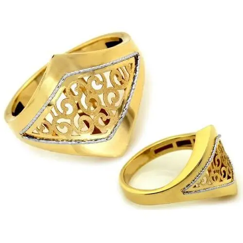 Złoty pierścionek 585 szeroki ażurowy ornament 2,12g, PI5419 3