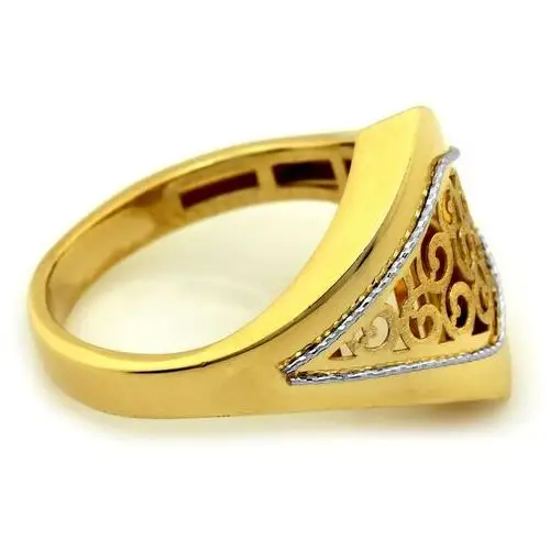 Złoty pierścionek 585 szeroki ażurowy ornament 2,12g, PI5419 5