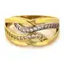 Złoty pierścionek 585 szeroki dwukolorowy cyrkonia 2,47g, kolor żółty Sklep