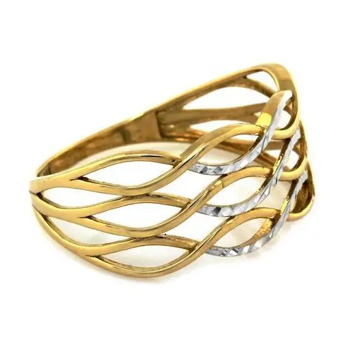 Lovrin Złoty pierścionek 585 szeroki dwukolorowy przeplatany 2