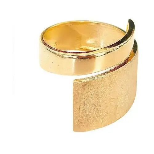 Złoty pierścionek 585 szeroki elegancki wzór błyszczący model na prezent, kolor żółty