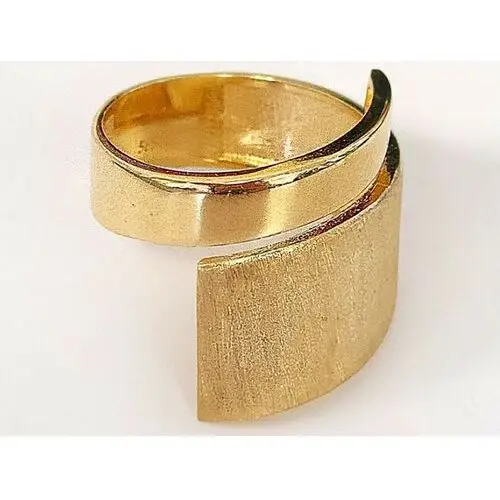Złoty pierścionek 585 szeroki elegancki wzór błyszczący model na prezent, kolor żółty 3