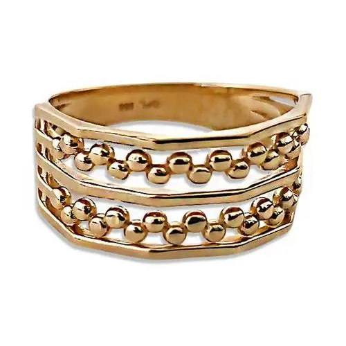 Lovrin Złoty pierścionek 585 szeroki z małymi kuleczkami