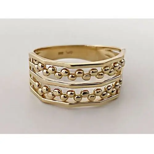 Lovrin Złoty pierścionek 585 szeroki z małymi kuleczkami 5