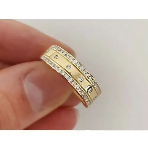 Złoty pierścionek 585 wysadzany białymi cyrkoniami 3