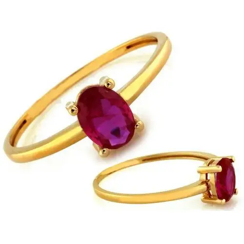 Złoty pierścionek 585 Z AMETYSTEM 1,17g, kolor fioletowy