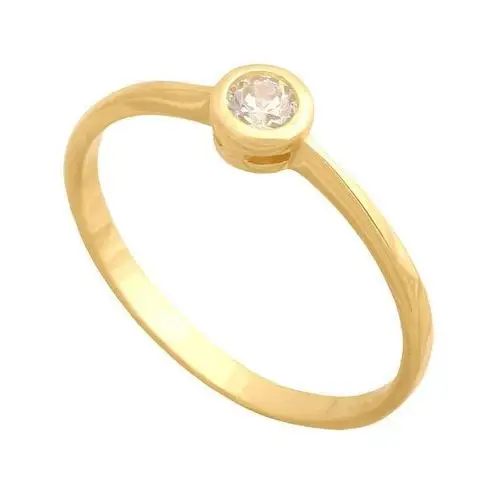Złoty pierścionek 585 z białą cyrkonią 12r Lovrin