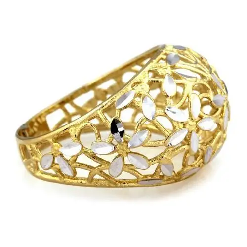 Lovrin Złoty pierścionek 585 z białym złotem ażurowy 16 19 2