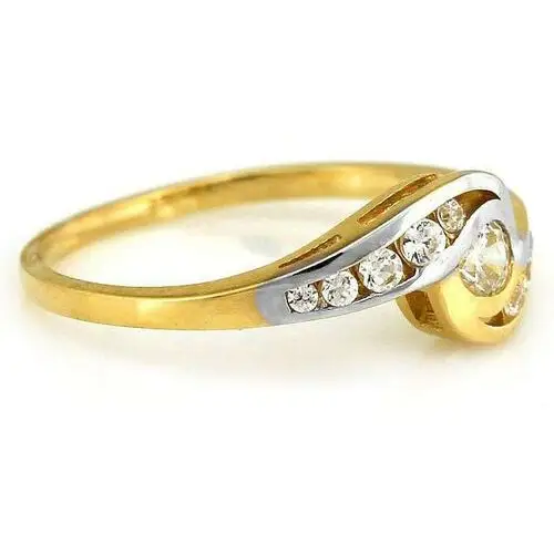 Złoty pierścionek 585 z białym złotem i cyrkonią Lovrin 2