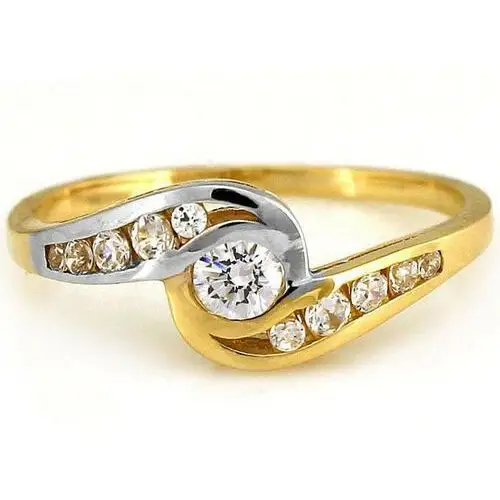 Złoty pierścionek 585 z białym złotem i cyrkonią Lovrin