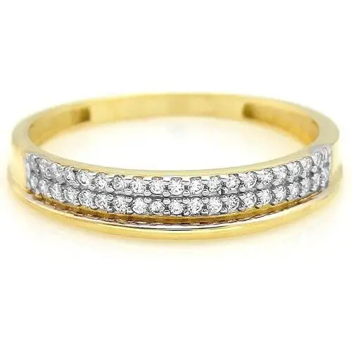 Złoty pierścionek 585 z białym złotem i cyrkoniami 1,86 g
