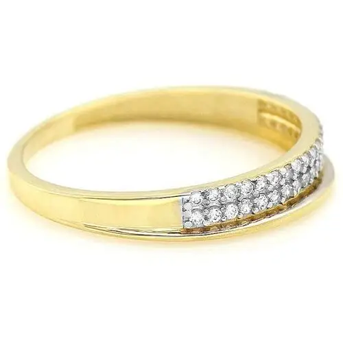 Złoty pierścionek 585 z białym złotem i cyrkoniami 1,86 g 2