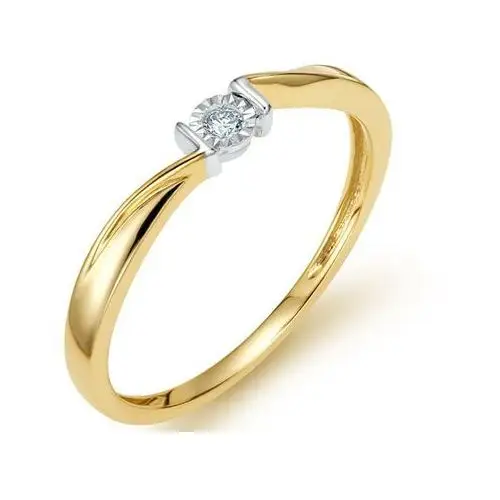Złoty pierścionek 585 z białym złotem i diamencikiem 16, LC RR588 Y