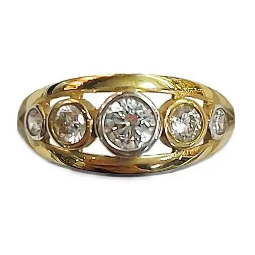 Złoty pierścionek 585 z białymi cyrkoniami 1,95 g, jasło.70819 s