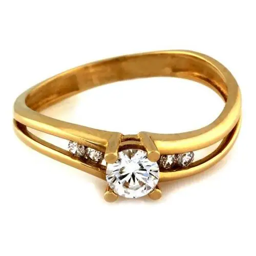 Złoty pierścionek 585 z cyrkonią na zaręczyny Lovrin 2
