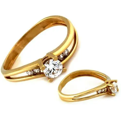 Złoty pierścionek 585 z cyrkonią na zaręczyny Lovrin