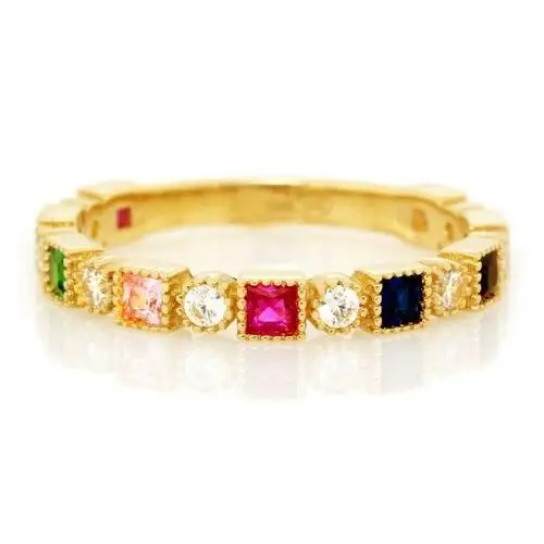 Lovrin Złoty pierścionek 585 z cyrkoniami kolorowymi 2g