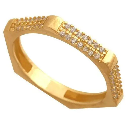 Lovrin Złoty pierścionek 585 z cyrkoniami kwadratowe boki