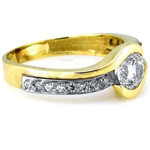 Złoty pierścionek 585 z dużą cyrkonią 16 r z białym złotem Lovrin 3