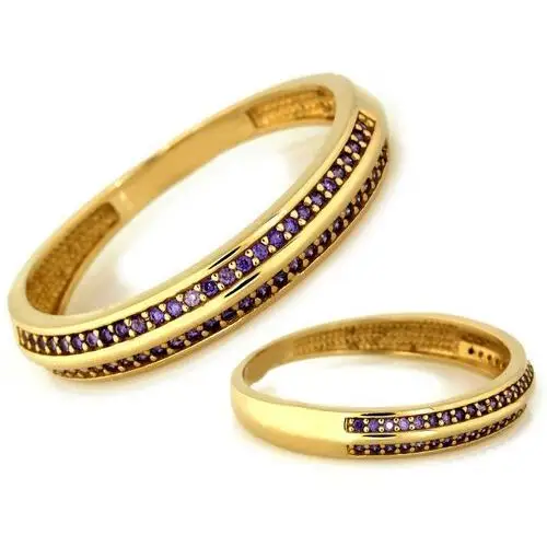 Lovrin Złoty pierścionek 585 z fioletowymi cyrkoniami 1,60g