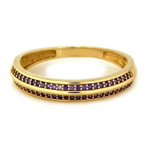 Lovrin Złoty pierścionek 585 z fioletowymi cyrkoniami 1,60g 3