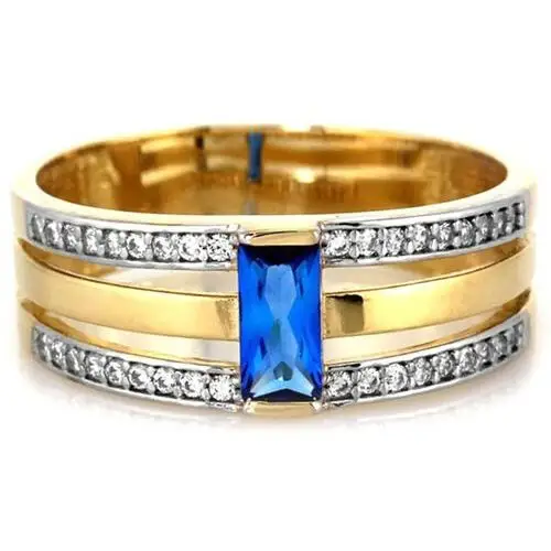 Lovrin Złoty pierścionek 585 z niebieską cyrkonią 3,54g