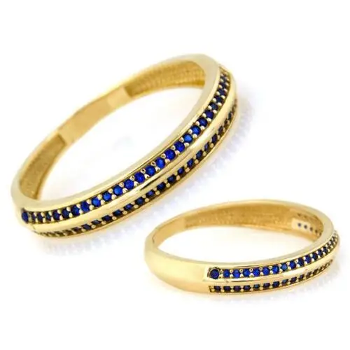 Lovrin Złoty pierścionek 585 z niebieskimi cyrkoniami 1,51g