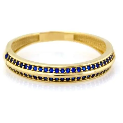 Lovrin Złoty pierścionek 585 z niebieskimi cyrkoniami 1,51g 2