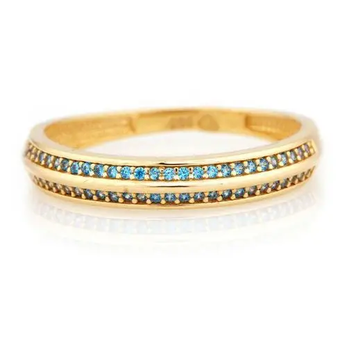 Lovrin Złoty pierścionek 585 z niebieskimi cyrkoniami 1,55g 2