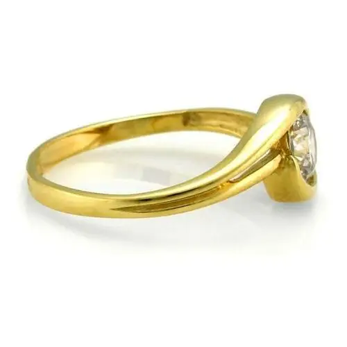 Złoty pierścionek 585 z okrągłą cyrkonią, kolor żółty 2