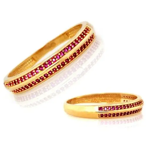 Lovrin Złoty pierścionek 585 z różowymi cyrkoniami 1,48g