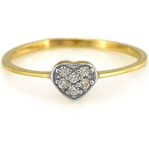 Lovrin Złoty pierścionek 585 z sercem z białego złota cyrkonie
