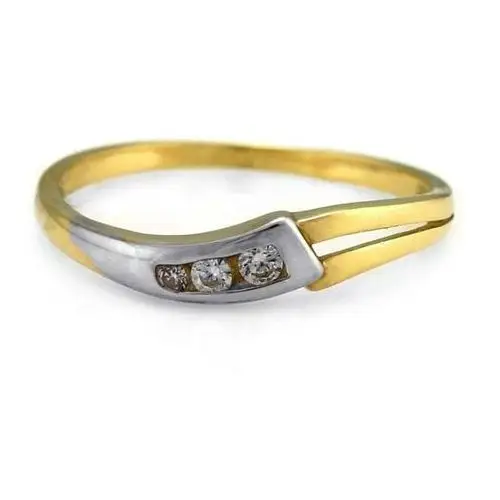 Złoty pierścionek 585 z trzema cyrkoniami, PI1002
