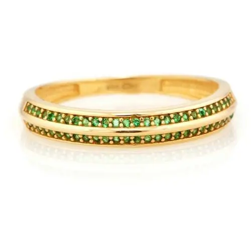 Lovrin Złoty pierścionek 585 z zielonymi cyrkoniami 1,56g 2
