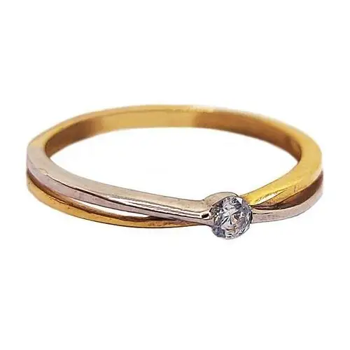 Lovrin Złoty pierścionek 585 zaręczynowy oczko z cyrkonii
