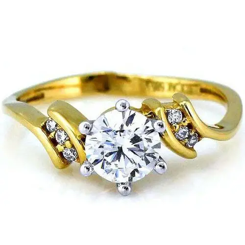 Lovrin Złoty pierścionek 585 zaręczynowy z biała cyrkonią