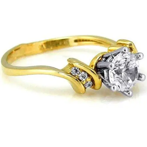 Lovrin Złoty pierścionek 585 zaręczynowy z biała cyrkonią 2