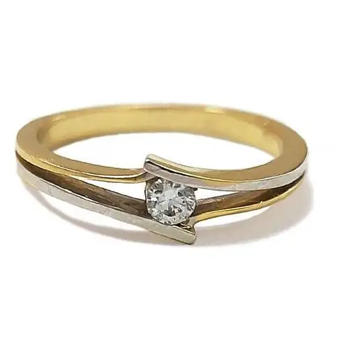 Lovrin Złoty pierścionek 585 zaręczynowy z białym złotem