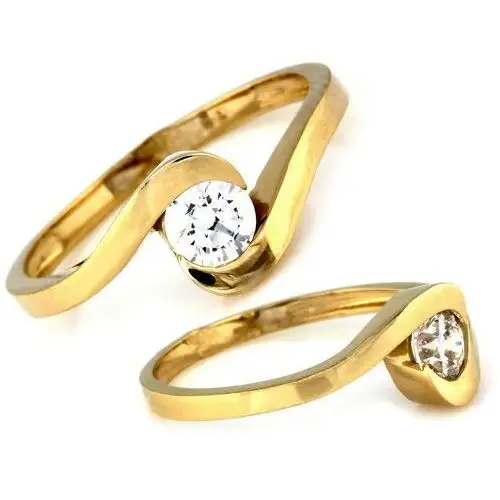 Złoty pierścionek 585 zaręczynowy z cyrkonią 2,20g Lovrin