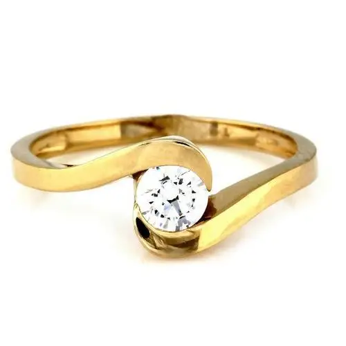 Złoty pierścionek 585 zaręczynowy z cyrkonią 2,20g Lovrin 2