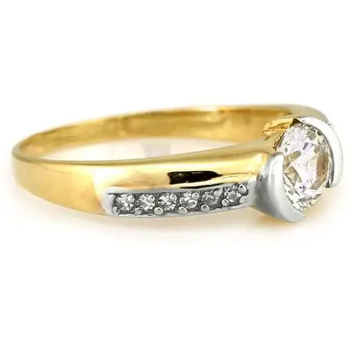 Złoty pierścionek 585 zaręczynowy z cyrkoniami Lovrin 3