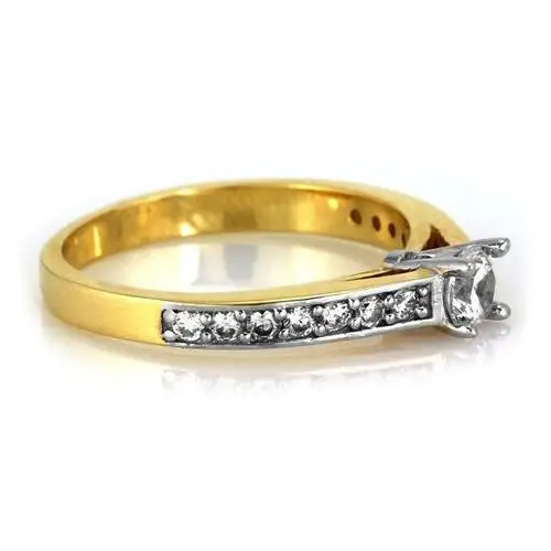 Złoty pierścionek 585 zaręczynowy z cyrkoniami prezent Lovrin 3