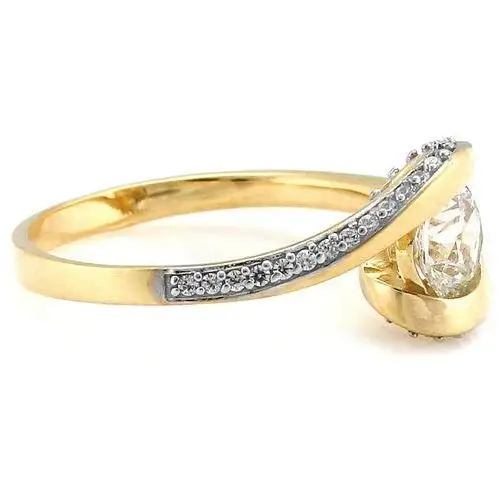 Lovrin Złoty pierścionek 585 zaręczynowy z dużą cyrkonią 2