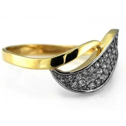 Złoty pierścionek 585 zdobione cyrkonie 1,6g 3